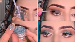 Glitter Eyeshadow Makeup|| Chunky Glittery Eyeshadow Tutorial|How to Apply Chunky Glitters||