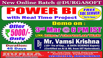 POWER BI Online Training @ DURGASOFT