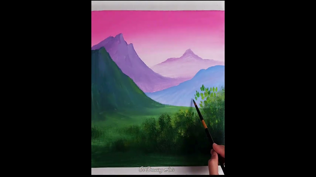 Capturing Nature's Splendor: Spring Mountain Acrylic Painting Tutorial