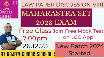Free Live  Class.Maharastra SET Law Paper 2023.Part-VIIth.Ugc NET & JRF June 2024-R.K. Singhal Sir.