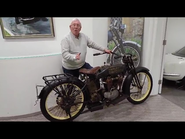 George Beale with the Harley Davidson Model J