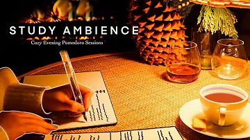 3-HOUR STUDY WITH ME AMBIENCE 😊 relaxing fireplace sounds for Deep Focus/Cozy Evening Pomodoro Timer