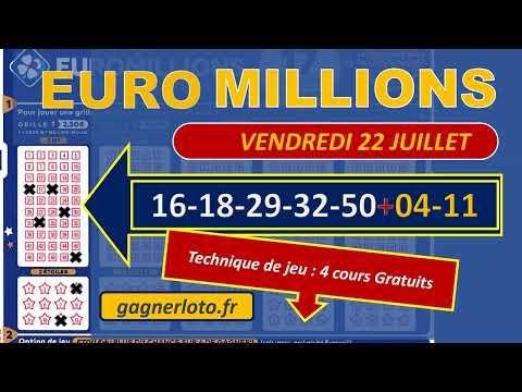 EUROMILLIONS COMBINAISON GAGNANTE VENDREDI 22 JUILLET 2022