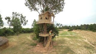 Build Most Bamboo Tree House Villa Spend 35 Days By Ancient Skills