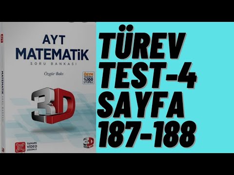 3D AYT MATEMATİK ÇÖZÜMLERİ BÖLÜM-10 TEST-4 (TÜREV)