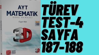 3D AYT MATEMATİK ÇÖZÜMLERİ BÖLÜM-10 TEST-4 (TÜREV)