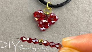 Easy Beaded Heart Tutorial - Learn How to Make a Stunning Heart Necklace using Crystals