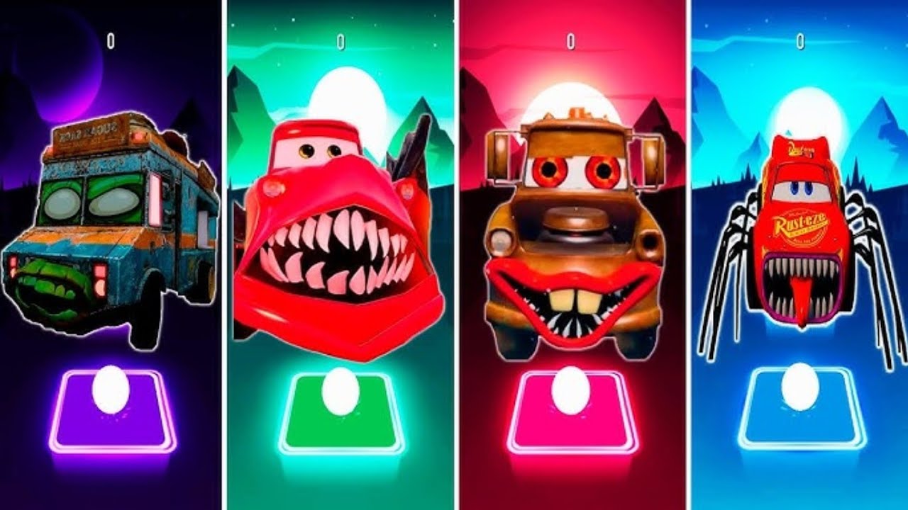 McQueen green Car Video🆚️yellow McQueen Eater🆚️McQueen RedCar Tiles Hop EDM Rush Gameplay🎯🎮#tileshop