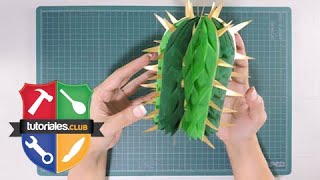 Como hacer un Cactus de papel | tecnica nido de abeja | manualidades