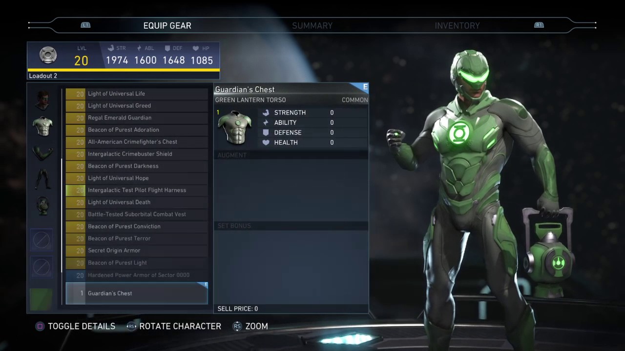 Injustice 2 Epic Gear Set Green Lantern Test Pilot - YouTube