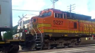BNSF 8096 leads Dash 9 duo on EB stacktrain