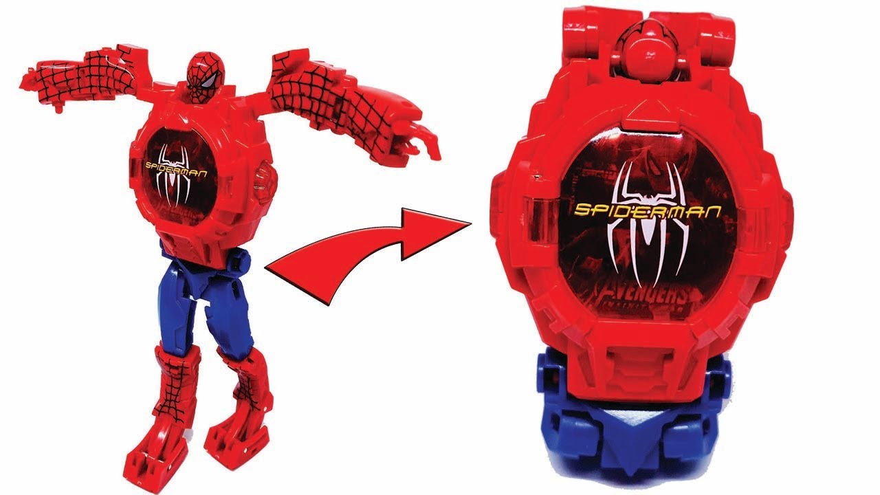SPIDER-MAN Transformer Robot Toy Convert to Digital Wrist Watch for Kids II  TOY WORLD - YouTube