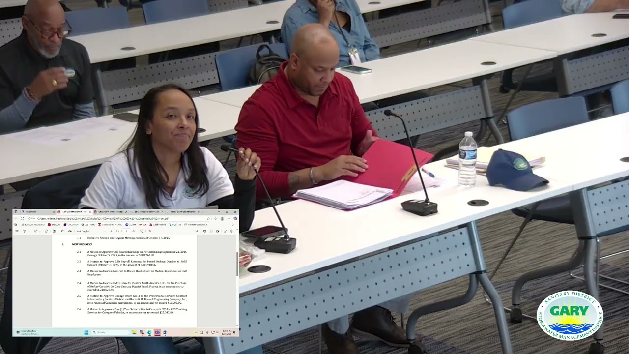 November 7, 2025 Gary Sanitary District followed by Storm Water Management District Board meeting