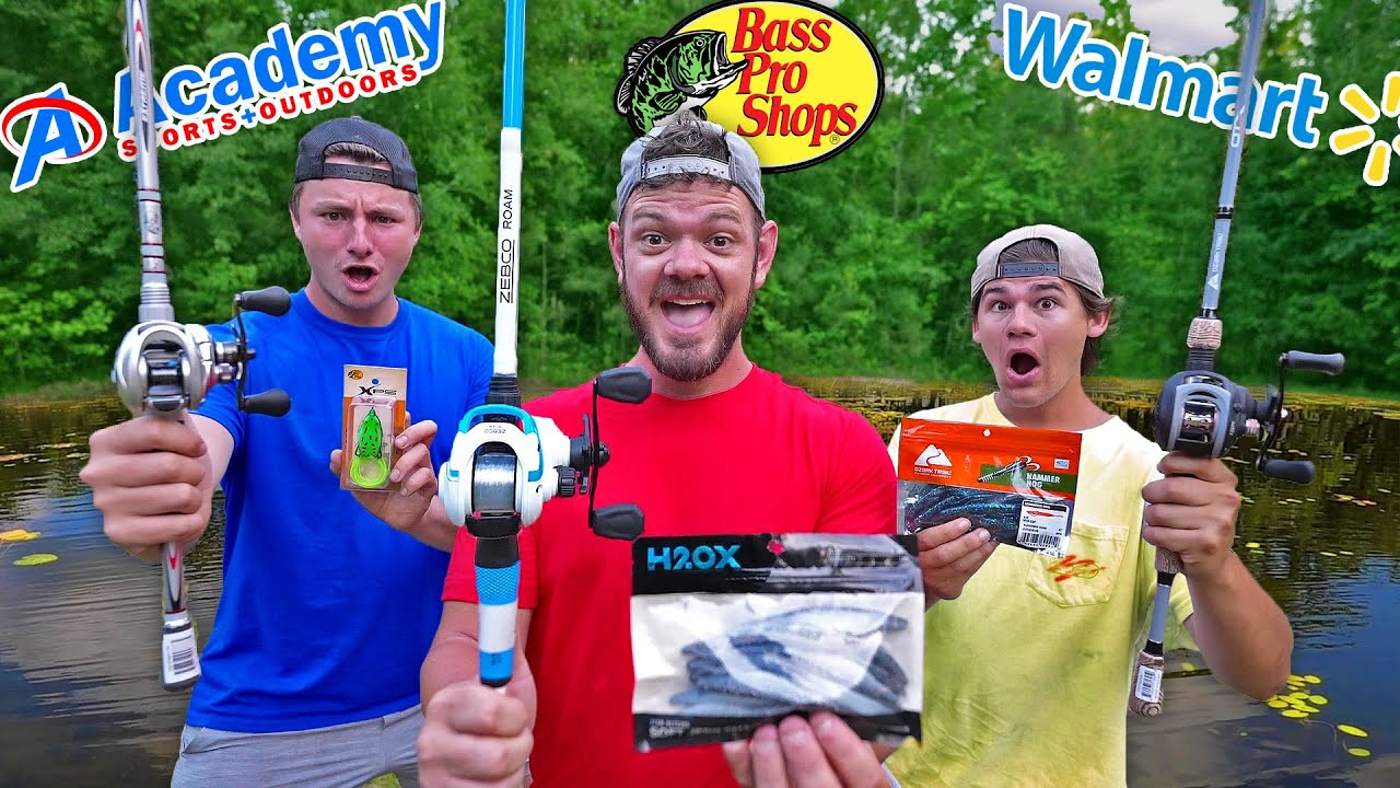 Walmart vs Academy vs Bass Pro Fishing Gear Challenge! 