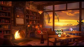 Cozy Sunset Café Ambience ✨ Soft Instrumental for Reading, Study & Relaxation