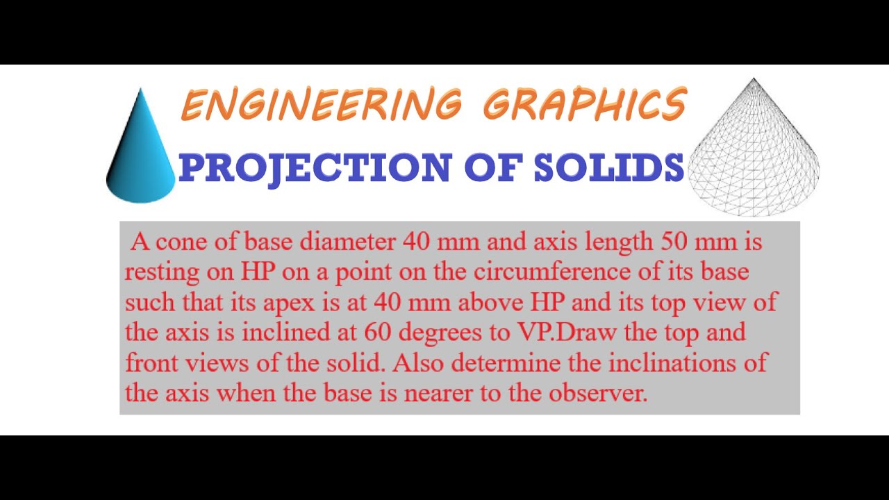 Engineering Graphics | Projection of solids - problem 50 - YouTube
