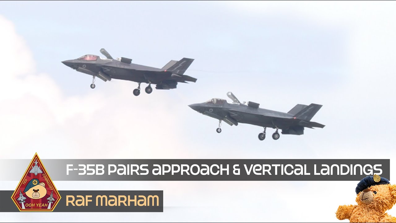 5TH GENERATION STOVL F-35 PRECISION VERTICAL LANDINGS & RARE PAIRS SLOW LOW APPROACH • RAF MARHAM