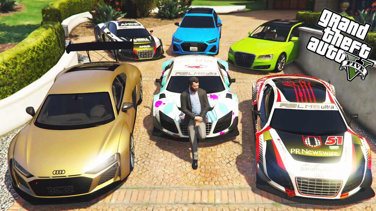GTA 5 - Stealing Luxury Audi Cars with Michael | (Real life GTA 5 Cars)