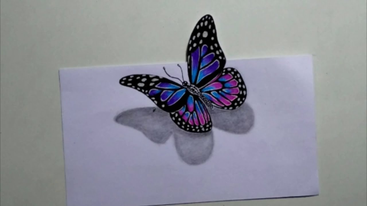 Unique 3d beautiful butterfly drawing for beginners || tips pencil ...