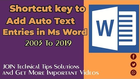 Shortcut key to Add Autotext Entries in Ms Word 2003-2019 in Bangla | Tricks and tips |