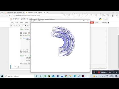 Spiral Square drawing in Python || Python turtle graphics in Gujarati #pythoningujarati #python