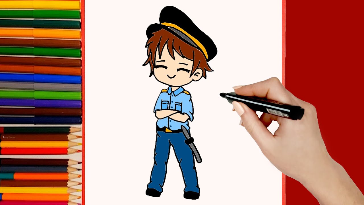 Cómo dibujar un Policía Kawaii. PASO A PASO Dibujos. How to draw a  Policeman Cute - thptnganamst.edu.vn