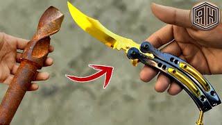 Rusted Drill Bit Forged into a 24K GOLD Plated BUTTERFLY KNIFE by Random Hands 11,806,261 views 1 year ago 14 minutes, 20 seconds