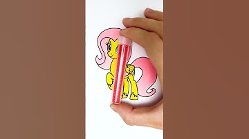 💖 Coloring Fluttershy ✨ My Little Pony Glitter Art #kids #cartoon #color #mylittlepony #trending