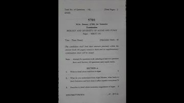 Msc 1st semester Question paper 2023 || Biology and diversity of Algae and fungi||