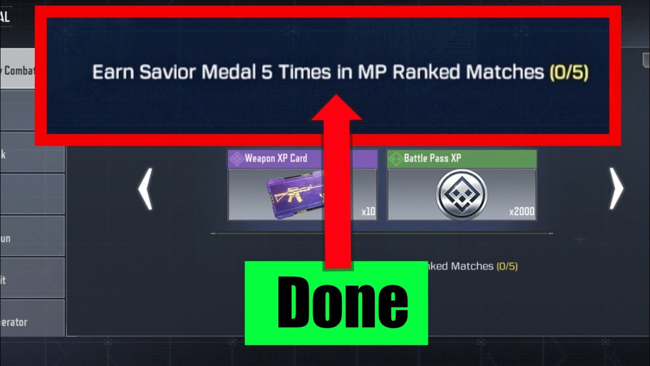 Earn savior medal 5 times in mp ranked matches