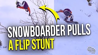 Snowboarder Pulls a Flip Stunt and Manages to Land Successfully