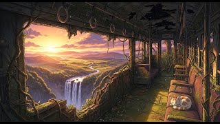 Golden Hour Lofi 💿 Mossy Train Ambience | Soft Beats Playlist | Live Stream by Lofi Train Cat