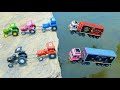JCB & 4 Tractors Heavy Rescue Mission! Tata Truck, Volvo & BharatBenz Trapped in River | CS Toy