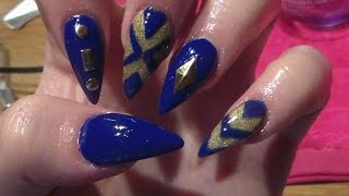 nails acrylic navy gold diy