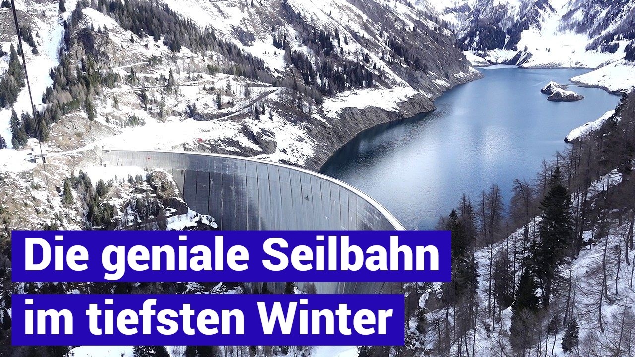 Winterfahrt Staumauer Luzzone mit der spektakulären Seilbahn