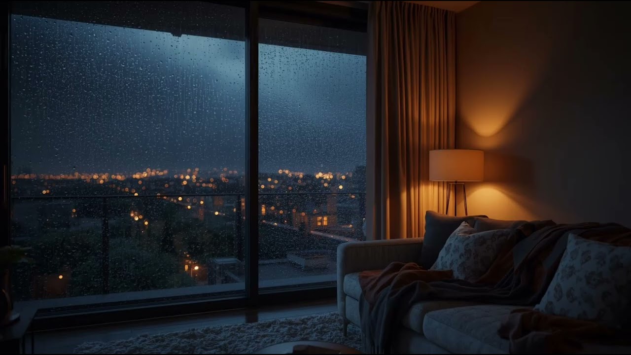 Cozy Apartment Rain Sounds – Peaceful Rain at Night for Deep Sleep, Focus & Relaxation 🏙️