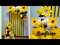 Sunflower birt.ay theme diy backdrop decoration ideas at home npv