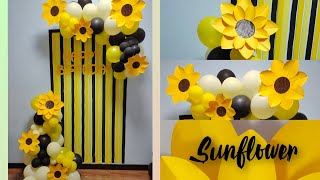 SUNFLOWER BIRTHDAY THEME| Diy backdrop| DECORATION IDEAS AT HOME| NPV