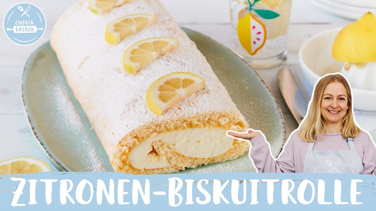 Zitronen Biskuitrolle 🍋🍰 | Zitronenrolle | die beste Zitronen Biskuitrolle  | Einfach Backen