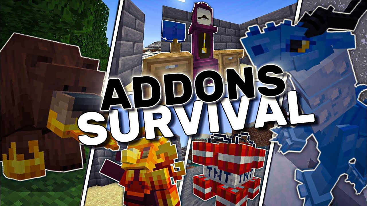 NUEVO Top 5 MEJORES ADDONS/MODS SURVIVAL para MINECRAFT PE 1.20 - YouTube