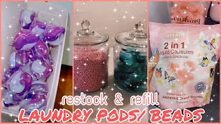 PART 1: Laundry Pods REFILL, RESTOCK & ORGANIZE  Doing Laundry Tiktok ft. pods, detergent beads 