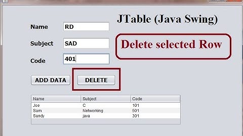 JTable in JAVA Swing | Delete Selected Row From JTable