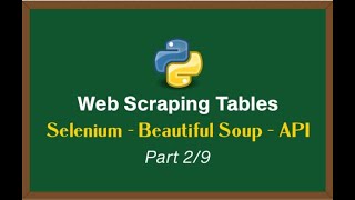 Web Scraping Tables with Python Series - Selenium | Beautiful Soup | API Scraping [Part 2/9]