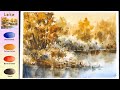 Only 4 Color Landscape Watercolor - Lake (without sketch, material introduce) NAMIL ART