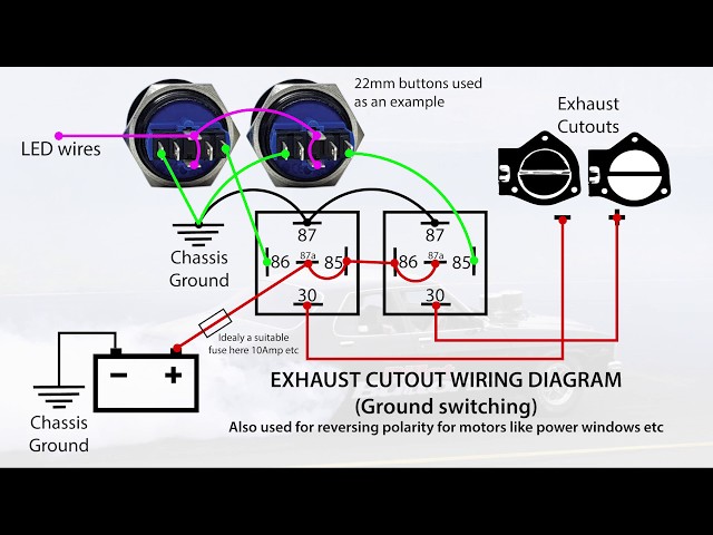 Exhaust Cutout Power Windows Wiring Diagrams Reversing Polarity With Relays Using Billet Buttons Wiring Diagram Electric Exaust Cut Outs ArCar