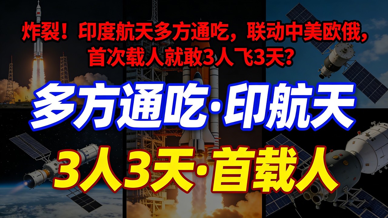 印度航天放大招：联动中美欧俄，载人首飞3人闯太空3天，美国亲自护航测试#印度载人航天#印美航天合作#印度航天野心#国际航天热点#中国空间站合作#印度轨道舱测试#载人航天历史突破#印度火箭#中印航天合作
