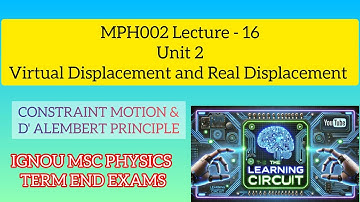 MSc Physics | Lec 16 |Virtual Displacement | IGNOU Mph002 | The Learning Circuit | IGNOU Specific