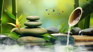 Bamboo Water Fountain - Peaceful Piano & Soft Rain, 8 Hours Relaxing Music for Stress Relief, Sleep