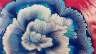 (277) Wild series #2 / Blues on magenta background / Reverse flower dip / Fluid art technique