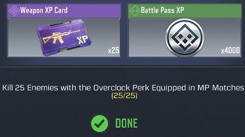 Call Of Duty Mobile Kill 25 Enemies with the Overlock Perk Equipped in MP Matches Task Complete